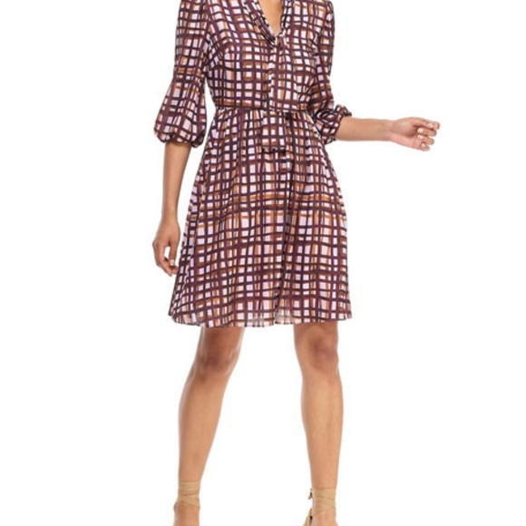 ⚡️⚡️FLASH SALE!!!GAL MEETS GLAM Lindsey Painted Windowpane Tie Neck - Picture 4 of 16